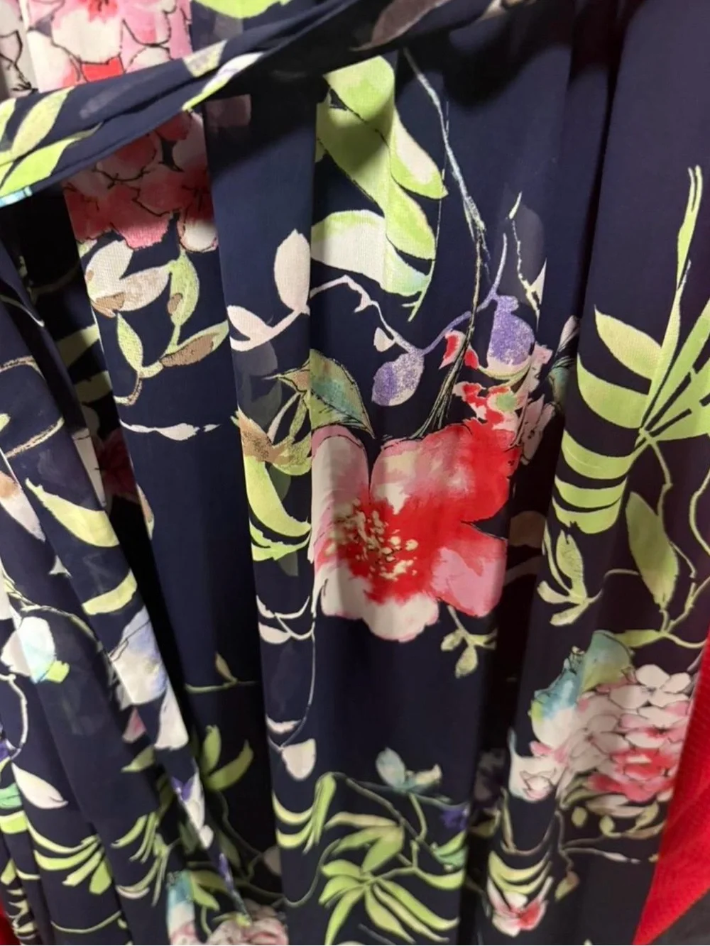 Chaps navy blue floral sleeveless maxi dress with a belted waist size 16 - Picture 8 of 8